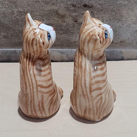 Vintage Pair Bone China Orange Tabby Cat Figurine - Picture 4 of 11